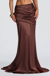Fioreclo Claudine Maxi Skirt in Plum Brown