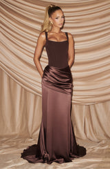 Fioreclo Claudine Maxi Skirt in Plum Brown