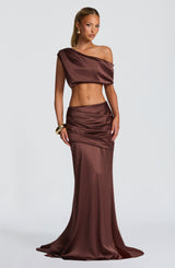 Fioreclo Claudine Maxi Skirt in Plum Brown