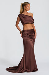Fioreclo Claudine Maxi Skirt in Plum Brown