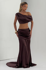 Fioreclo Claudine Maxi Skirt in Plum Brown