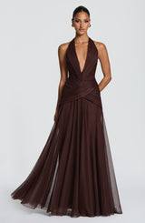 Fioreclo Cleora Maxi Dress in Plum Brown