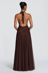 Fioreclo Cleora Maxi Dress in Plum Brown