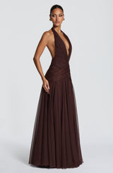 Fioreclo Cleora Maxi Dress in Plum Brown