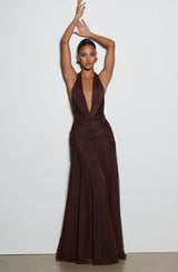 Fioreclo Cleora Maxi Dress in Plum Brown
