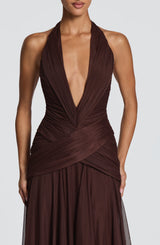 Fioreclo Cleora Maxi Dress in Plum Brown