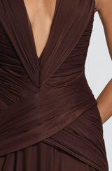 Fioreclo Cleora Maxi Dress in Plum Brown