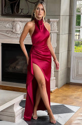 Fioreclo Coletta Maxi Dress in Burgundy