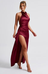 Fioreclo Coletta Maxi Dress in Burgundy