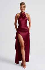 Fioreclo Coletta Maxi Dress in Burgundy