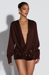 Fioreclo Coralise Bodysuit in Plum Brown