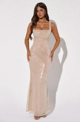 Fioreclo Corinna Maxi Dress in Nude