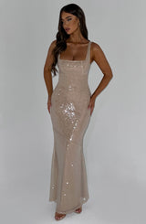 Fioreclo Corinna Maxi Dress in Nude