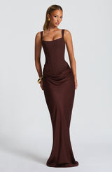Fioreclo Cornalie Maxi Dress in Plum Brown