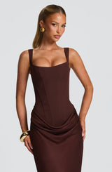 Fioreclo Cornalie Maxi Dress in Plum Brown