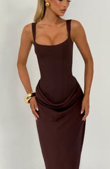 Fioreclo Cornalie Maxi Dress in Plum Brown