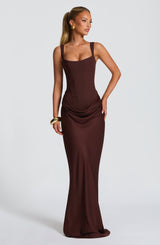 Fioreclo Cornalie Maxi Dress in Plum Brown