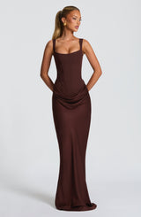 Fioreclo Cornalie Maxi Dress in Plum Brown