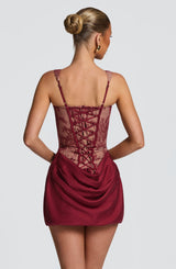 Fioreclo Cornessa Mini Dress in Burgundy Lace