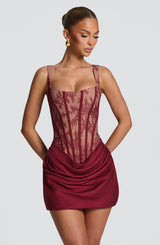 Fioreclo Cornessa Mini Dress in Burgundy Lace