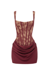 Fioreclo Cornessa Mini Dress in Burgundy Lace