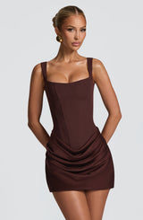 Fioreclo Cornessa Mini Dress in Plum Brown