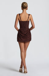 Fioreclo Cornessa Mini Dress in Plum Brown