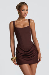 Fioreclo Cornessa Mini Dress in Plum Brown