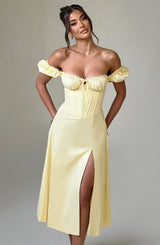 Fioreclo Courtenay Midi Dress in Lemon