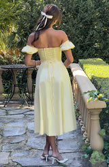 Fioreclo Courtenay Midi Dress in Lemon