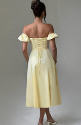 Fioreclo Courtenay Midi Dress in Lemon