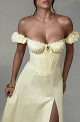 Fioreclo Courtenay Midi Dress in Lemon