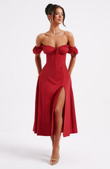 Fioreclo Courtenay Midi Dress in Red