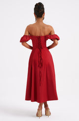 Fioreclo Courtenay Midi Dress in Red