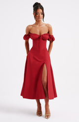 Fioreclo Courtenay Midi Dress in Red