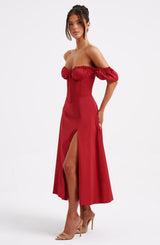 Fioreclo Courtenay Midi Dress in Red