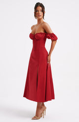 Fioreclo Courtenay Midi Dress in Red