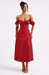 Fioreclo Courtenay Midi Dress in Red
