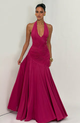 Fioreclo Covana Maxi Dress in Raspberry