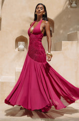 Fioreclo Covana Maxi Dress in Raspberry
