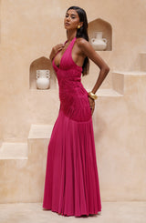 Fioreclo Covana Maxi Dress in Raspberry