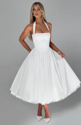 Fioreclo Cressia Midi Dress in Ivory