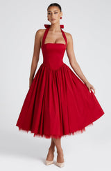 Fioreclo Cressia Midi Dress in Red