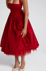 Fioreclo Cressia Midi Dress in Red