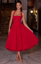 Fioreclo Cressia Midi Dress in Red