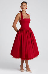 Fioreclo Cressia Midi Dress in Red