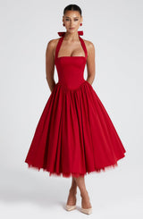 Fioreclo Cressia Midi Dress in Red