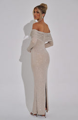 Fioreclo Cypria Maxi Dress in Nude