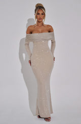 Fioreclo Cypria Maxi Dress in Nude