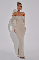 Fioreclo Cypria Maxi Dress in Nude